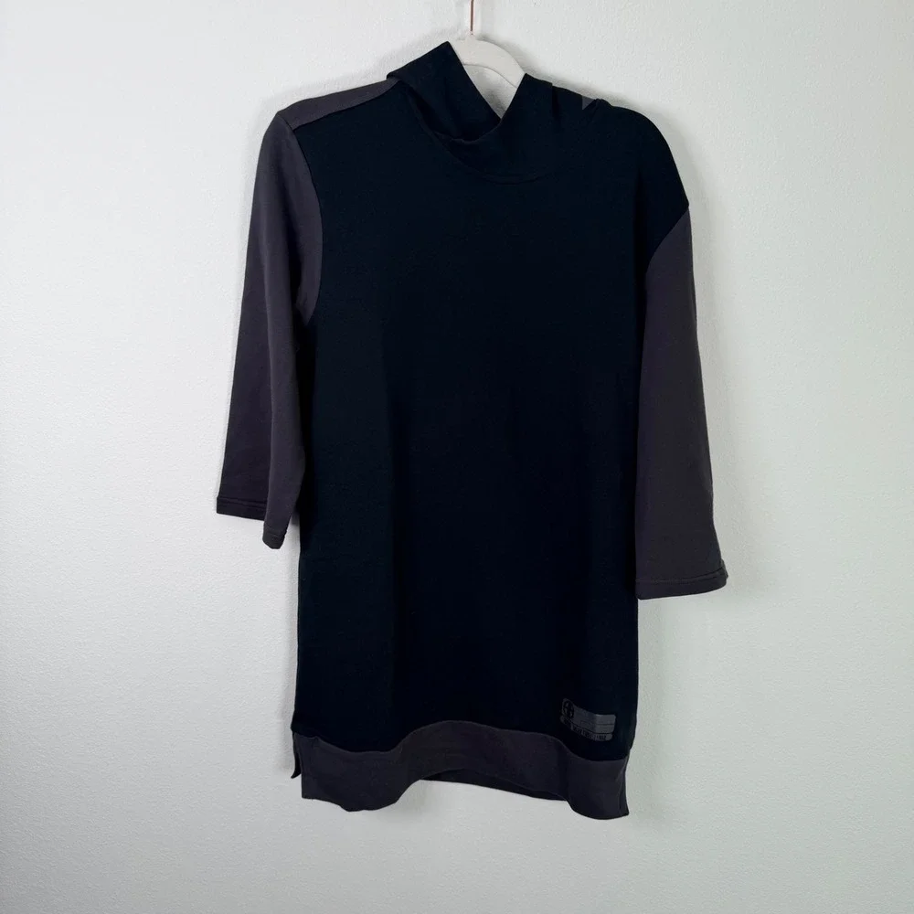 Adidas Basketball League Hoodie Mens Medium Black Gray 3/4 Sleeve Spell-out Hood